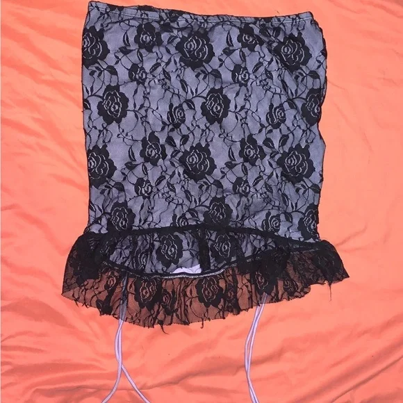 Lilac Pixie Floral Chic Fairy Ruched Lace Skirt - Picture 2 of 5